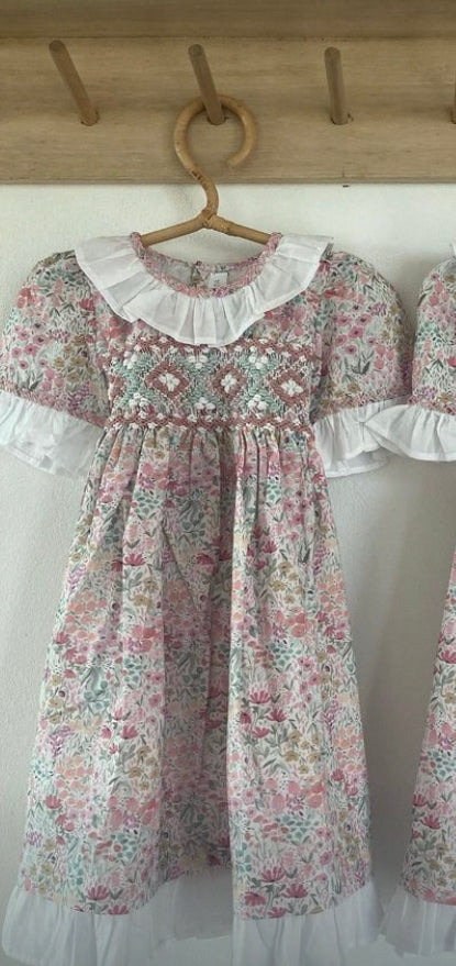 Vestido ps floreado rosado