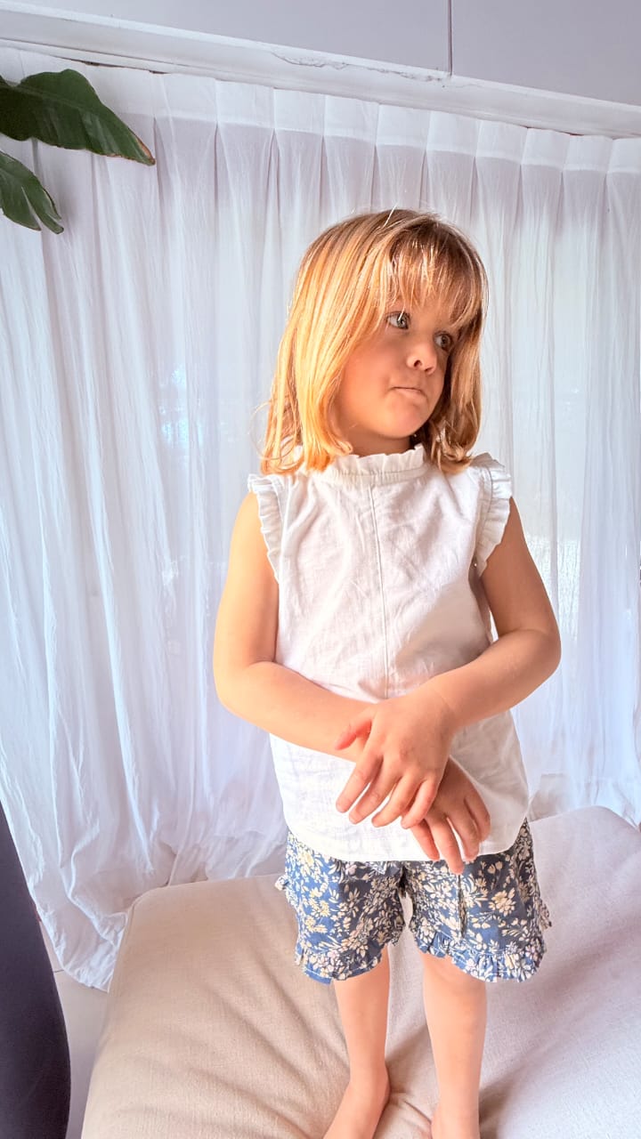 Short frunce azul