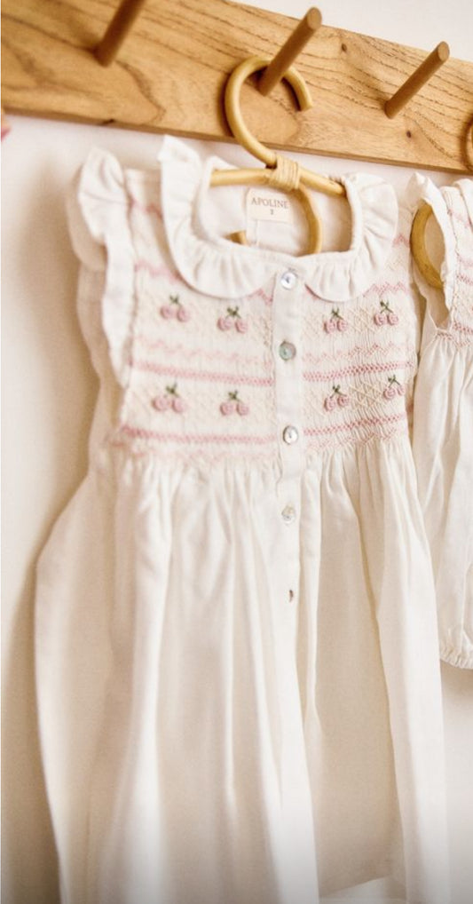 Vestido punto smock blanco